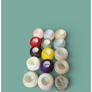 15 Balls DMC Craft Thread Embroidery 100% Cotton Multicolor Size 8 - 12 Crochet